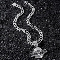 Nouveau Pendentif Requin Iced Out avec Inscription BREAD WINNER en Alliage Plaqué Or, Breloque Hip Hop en Strass, Collier Chaîne Caban, Bijoux de Rappeur