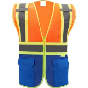 Chaleco de Seguridad Reflectante Amarillo para Hombre con Cierre de Cremallera y Múltiples Bolsillos, Ropa de Trabajo Informal, Chaleco Utilitario Transpirable de Poliéster - Product Image 5