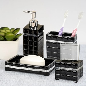Juego de Accesorios de Baño Negros de Primera Calidad, Ideales para Lavabo, Encimera, Tocador, Hogar, Hotel y Baño de Huéspedes, de la India - Product Image 5