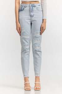 Jeans de Pierna Ancha Azules, Casuales, para Uso Diario, Elegantes, para Mujer, Pantalones de Mezclilla de Alta Calidad - Product Image 4