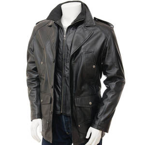 Hot Selling High Quality High Street Fashion <b>Men</b> Genuine Leather Winter <b>Jacket</b> Breathable Waterproof Windproof Custom OEM Design - Product Image 1