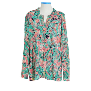 Blusa/Top de Moda para Mujer, Talla XL, Manga Larga, Estampado Floral, 100% Algodón, Estilo Casual Otoñal, Diseño de Botones Tejidos - Product Image 3