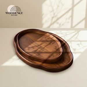 Wooden Storage Tray Irregular Shape Varnished Minimalist Design Single Tier For Living Room Use wood personalized serving tray - Product Image 3