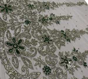Tela de Malla de Encaje Bordada con Pedrería Hecha a Mano, de Lujo, con Cristales Brillantes, para Vestidos de Fiesta, Accesorios de Novia - Product Image 2