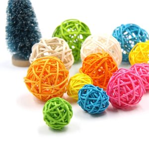 Accessoires en rotin multicolores pour artisanat, boules de Noël tissées à la main, décoration pour arbre et table - Product Image 6