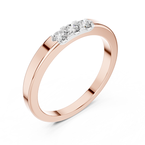 LAB GROWN THREE DIAMOND SOLID BAND <b>SET</b> in 18KT ROSE GOLD RHODIUM PLATED EVERYDAY WEAR GLAM <b>VALENTINE</b> <b>GIFTING</b> for WOMEN - Product Image 1