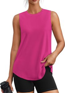 Camiseta sin mangas personalizada para mujer, color naranja, cuello redondo, de secado rápido, tejida, estilo deportivo, longitud regular. - Product Image 2