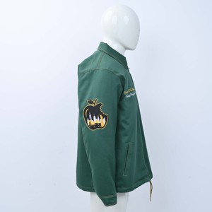 Green Men's <b>Waterproof</b> <b>Plus</b> <b>Size</b> Varsity <b>Jacket</b> Embroidered NY Logo Zipper Front Casual Woolen Winter Season <b>Jackets</b> OEM - Product Image 4