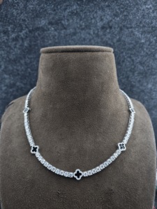 Collar de tenis estilo rapero Iced Out chapado en oro rosa de plata de ley 925 con moissanita VVS y diseño de trébol 3mm/4mm - Product Image 5