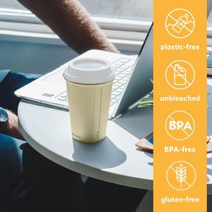 Set di 80 Coperchi Compostabili per Bicchieri da Caffè Usa e Getta 12oz, Bicchieri in Fibra di Bambù Non Sbiancati Ecologici con Coperchi Compostabili - Product Image 4