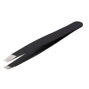 Pince à épiler pour sourcils de qualité supérieure avec étiquette privée, en acier inoxydable massif, couleur or, à pointe inclinée - Product Image 2
