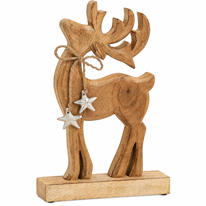 Figura de Reno de Madera Tallada a Mano, Decoración Navideña para Mesa, Estatua Rústica de Ciervo de Madera, Adorno Festivo, Proveedor Mayorista - Product Image 1