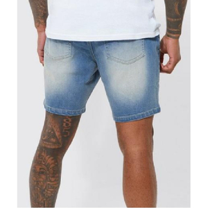 Shorts de Mezclilla Desgastados para Hombre, Corte Recto, Casuales, para Verano, Lavado Claro, Tela de Algodón, Cintura Media - Product Image 2