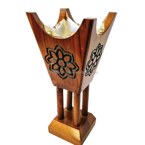 Brûleur Bakhoor en bois naturel de créateur Porte-encens arabe de luxe pour les cadeaux, décor de Ramadan Kareem et d'Eid Mubarak - Product Image 1