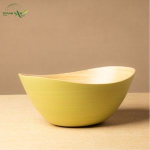 Handcrafted Minimalist Spun Bamboo Bowl Eco-Friendly Lightweight Serving Bowl for Food Serving & <b>Home</b> Use - Product Image 1