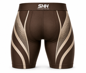 Custom Men Compression Shorts Brown Quick Dry Stretch Gym Running Training Athletic Sports Tights OEM Private Label Wholesale - Product Image 2