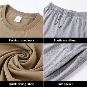 Ensembles décontractés pour hommes d'été, t-shirt à manches courtes uni, shorts, vêtements de rue, ensembles de sport, ensemble 2 pièces - Product Image 5