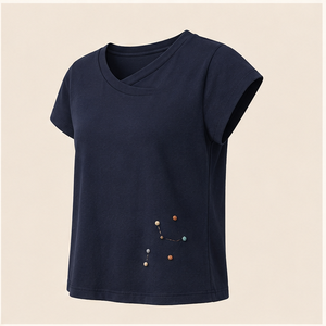 Camiseta Larga de Mujer con Mosaico de Nubes en Capas Color Rosa Polvoriento, Algodón Jersey Pesado, WTS-0039 - Product Image 3