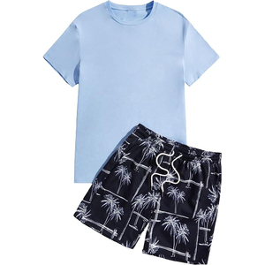 Ensemble de sport décontracté pour homme en 2 pièces, 100% coton, polaire respirant, chemises et shorts pour la salle de sport - Product Image 3