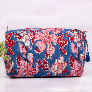 Bolsa de Maquillaje Portátil Grande, Ecológica, Acolchada, de Algodón, con Estampado a Mano, Lavable, con Cierre, Estilo Lujoso - Product Image 3