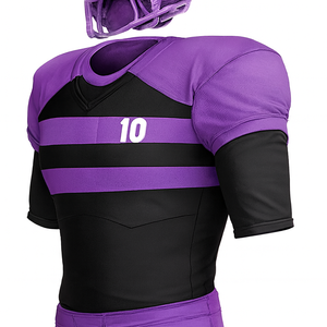 Uniforme de Fútbol Americano Personalizable para Hombre, Jersey Ajustado de Manga Corta y Pantalones, Diseño a Rayas de Poliéster que Absorbe la Humedad, con Número - Product Image 5