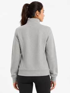 Veste Sweat-shirt Premium pour Femme en Polyester Gris Uni, Entièrement Zippée, Doublure Polaire Légère, Col Montant Décontracté - Product Image 3