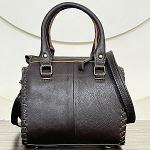 March Expo Premium <b>Tooled</b> Cowhide <b>Leather</b> Mini Duffel Speedy Bags New Compact Size Studs & Concho Crossbody Travel Purse Handbag - Product Image 5