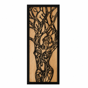 Décoration murale en bois découpée au laser de qualité supérieure, motif femme et arbre |   Décoration murale en bois d'inspiration naturelle, symbole féminin sacré, pour la maison, le bureau et le salon - Product Image 1