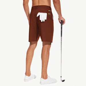 Shorts de golf pour hommes, couleur unie, logo personnalisé imprimé, séchage rapide, évacuation de l'humidité, en polyester, style décontracté - Product Image 2