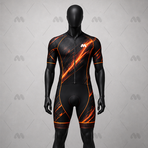 Combinaison de cyclisme tendance pour homme à manches courtes, zippée, séchage rapide, respirante et ajustée, personnalisable pour la route - Product Image 1