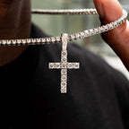 Collier pendentif croix en argent sterling 925 avec moissanite, chaîne à maillons, bijoux religieux pour homme et femme, cadeau - Product Image 1