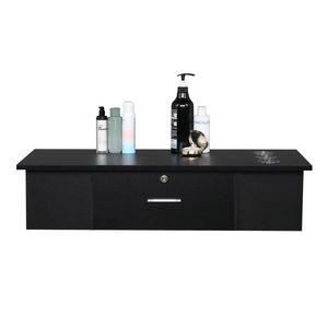 Stazione di Styling Classica Nera con Armadietto a Muro e Specchio per Salone di Bellezza, Spa e Barbiere - Product Image 4