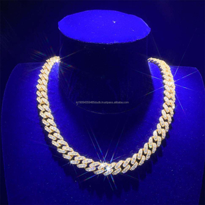 Collier chaîne cubaine en argent sterling 925 personnalisé avec diamants Moissanite, style luxe Hip Hop Iced Out pour bijoux - Product Image 1