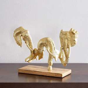 Golden <b>Elephant</b> Sculpture Figurine Handmade Artistic Tabletop <b>Decor</b> Feng Shui Animal Design Living Room Decoration - Product Image 4