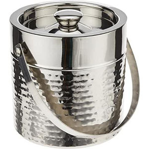 Cubo de hielo de acero inoxidable de alta calidad con acabado plateado para champán, enfriador de vino con asa y enfriador de cerveza para fiestas. - Product Image 2
