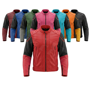 Veste de moto en cuir élégante et protectrice avec épaulettes rembourrées et manches zippées, veste de moto de sécurité intégrale - Product Image 1