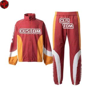 Custom Streetwear Zip up Blank <b>Oversized</b> Reflective Waterproof Windproof Jacket and Track Pants <b>Jogger</b> Sets Nylon Tracksuit - Product Image 1