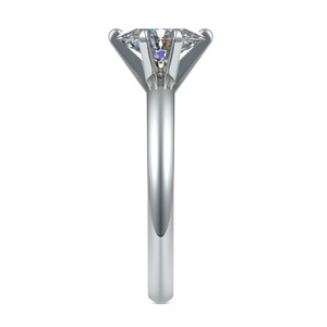 18KT White Gold Marquise Lab Diamond 6 Prong <b>Plain</b> Band Solitaire Comfort Fit Shank Sleek Luxury Bridal Fine Jewelry - Product Image 4