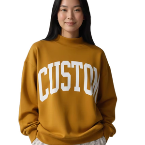 Sweat-shirt personnalisé pour femme, col montant, manches longues, en molleton imprimé, 100 % coton, anti-plis, broderie, collection automne - Product Image 1