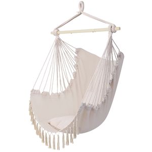 Sedia Sospesa Beige con Cuscino e Nappe, Comoda per Esterni e Interni - Product Image 4