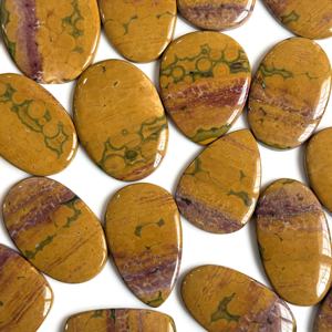 Cabochon en jaspe océanique jaune naturel, pierre précieuse brute, jaspe poli, cabochons lisses pour la fabrication de bijoux, pendentif, bague - Product Image 1