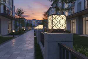 Lámpara Decorativa LED para Pilar de Puerta, Diseño Floral, Vietnam CM Decor, para Exteriores, Jardín, Villa, Negra, E27, IP65, Acero, AC 220V (±10%) - Product Image 5