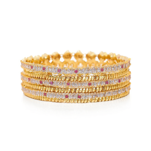 24K Gold Plated Pearl Kada Bangles 2x6-Trendy Engagement Bracelets - Product Image 2
