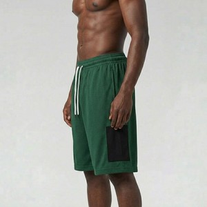 Shorts de basketball en mesh vert forêt pour hommes Elite, taille élastique avec cordon de serrage, pour entraînement sportif, gym, streetwear, vêtements de sport - Product Image 3