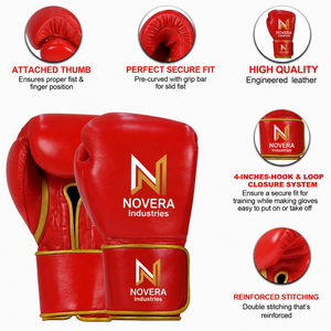 Gants de boxe en cuir de vachette personnalisés pour entraînement sur sac de frappe, kickboxing, sparring, avec large sangle de poignet, gants de sport professionnels - Product Image 5