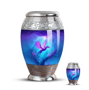 Aluminium Memorial Urn Decorative Cremation Keepsake <b>Vase</b> Purple Dragon Tabletop Ash Cremation Urn with Velvet Bag - Product Image 3
