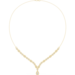 Collier de luxe pour femme en or jaune 14 carats avec diamant de laboratoire Aurora V-Line Sparkle - Product Image 1