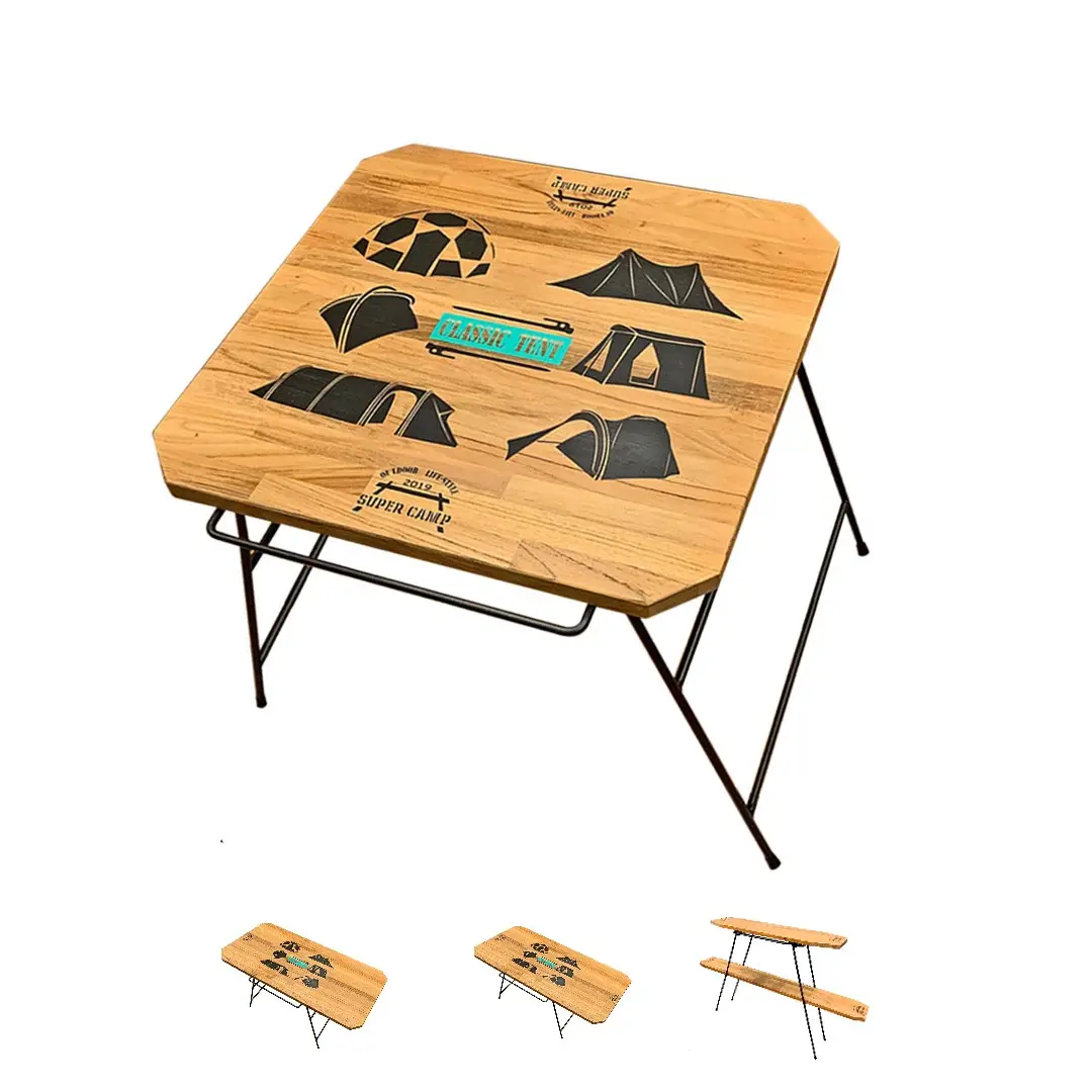 Made in Đài Loan Gỗ Tếch có thể gập lại xu hướng bằng gỗ New cắm trại bảng