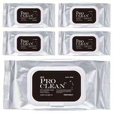 Lingettes nettoyantes douces Tony Moly Pro Clean, 50 lingettes, emballées individuellement, lot de 5 pour le voyage et le démaquillage - Product Image 1