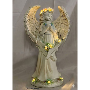 Statue d'ange de jardin décorative d'extérieur avec lumière LED solaire - Product Image 4